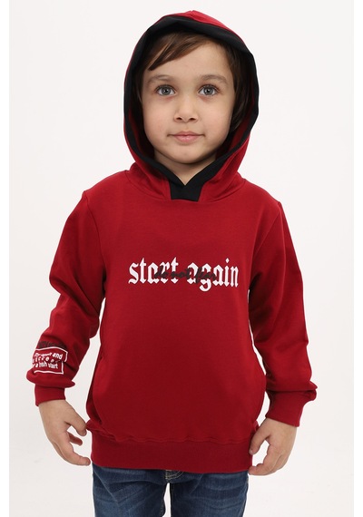 Toontoy Kids Toontoy Erkek Çocuk Relax Fit Kapüşonlu Cepli Baskılı Sweatshirt - 2 İplik Bordo Toontoy Kids Toontoy Erkek Çocuk Relax Fit Kapüşonlu Cepli Baskılı Sweatshirt - 2 İplik Bordo