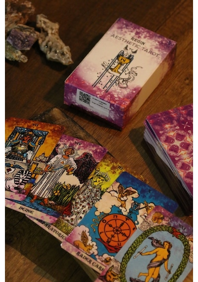Mor Beyaz Spiritüel Enerji Tarot Destesi 78 Kart - Arındırma Kesesi Hediyeli