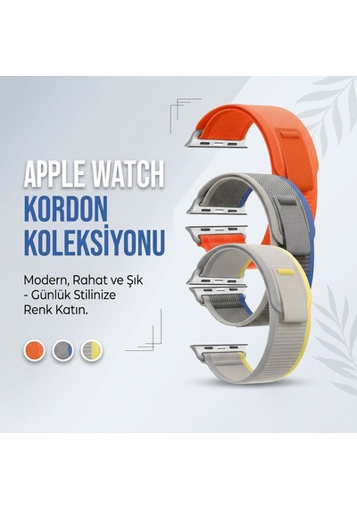 Caseonn Apple Watch Uyumlu Se 44mm Kordon Arazi Tipi Patika Kumaş Kayış Bej