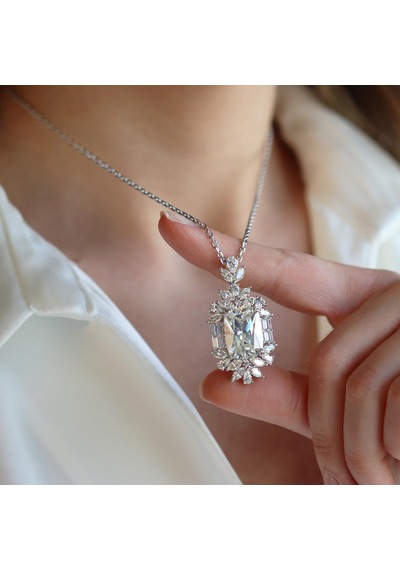 Okyanusun Kalbi Baget Sky Diamond Gümüş Kolye Gümüş