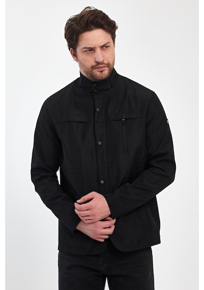 Sivaist Erkek Siyah Regular Uzun Mevsimlik Pamuk Polyester Karışımlı Safari Mont - Siyah