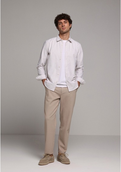 Colin's Colins Regular Fit Shirt Neck Çizgili Erkek Bej Uzun Kol Gömlek Cl1079703 Q1.v2 Beı Bej