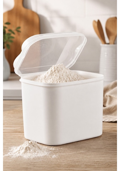 Masal Saklama Kabı Beyaz 10 Litre Un Ve Bakliyat Saklama Kabı Kapaklı Erzak Düzenleyici Vp-037 Diğer