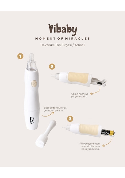 Tgm Baby Vibaby Elektrikli Diş Fırçası Adım 1 - Ultra Premium Silikon - 6-48 Ay - Premium Silikon