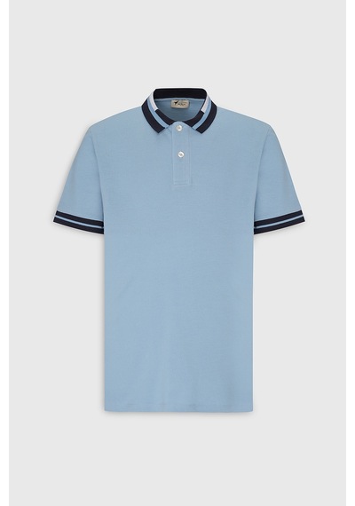 AC&Co / Altınyıldız Classics Erkek Acık Mavı Slim Fit Dar Kesim %100 Pamuk Polo Yaka Tişört Acık Mavı