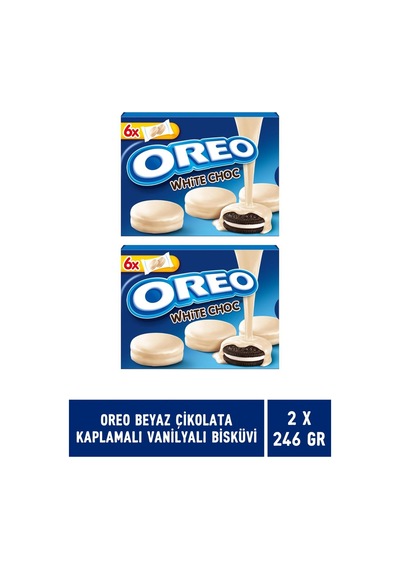 Oreo Beyaz Çikolata Kaplamalı Vanilyalı Bisküvi 2 x 246 G