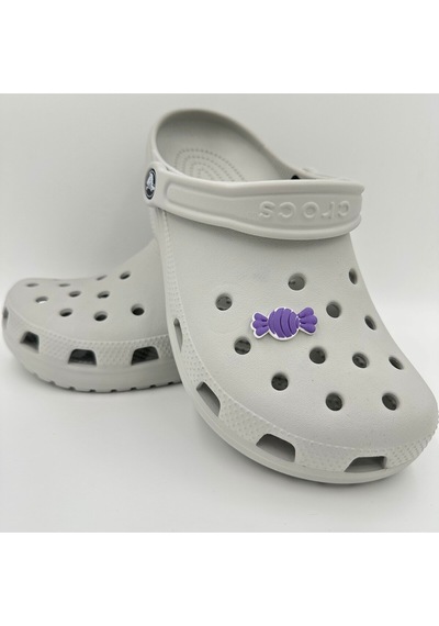 Crocs Terlik Süsü Ve Aksesuarı , Çanta Süsü Jibbitz 3d Kabartma Şeker 04 Görsel Figür Aksesuar Mor-beyaz
