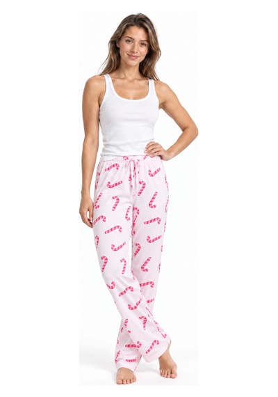 Fit Women Kadın Çizgili Bluz Desenli Askılı Beyaz Pijama Takımı
