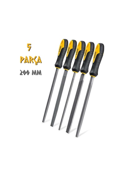Sgs Saplı Büyük Eğe Seti Ahşap Ve Metal 200 Mm. - 5 Farklı Parça
