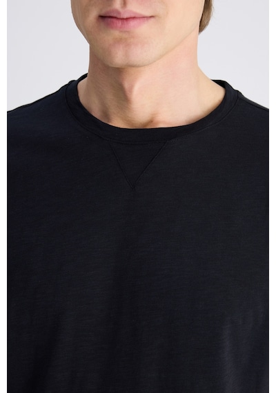 Twn Slim Fit Siyah Düz %100 Pamuklu T-shirt 4ec1447011072 001