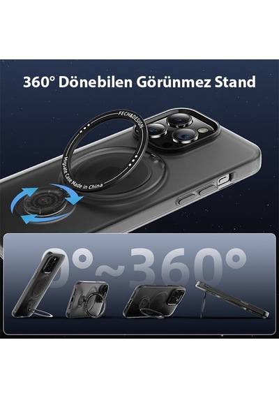 Ally Apple Uyumlu iPhone 14 Plus Magsafe Standlı Manyetik Silikon Kılıf