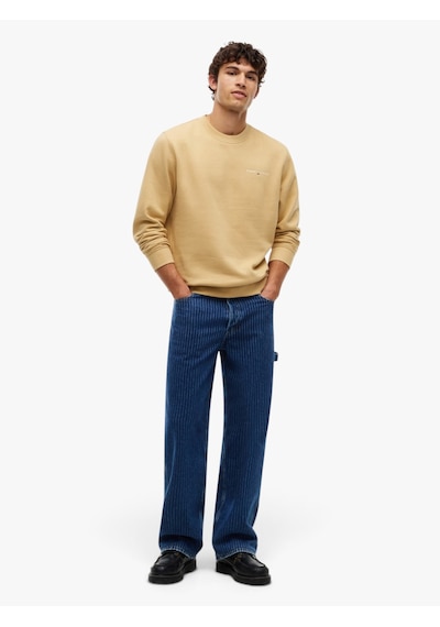 Tommy Hilfiger Tjm Reg Lınear Crew Ext Erkek Bej Sweatshirt - Dm0dm20249