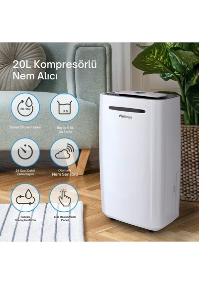 -20l/gün Nem Alma Cihazı Dijital Ekran, Çamaşır Kurutma Modu Ve Sürekli Tahliye