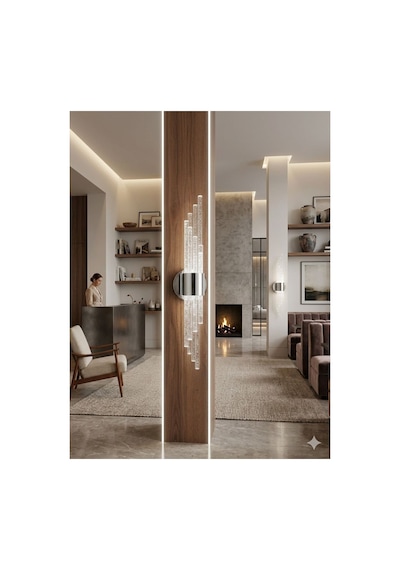 Matrix Melodi Led Duvar Apliği Modern Ve Şık Tasarım Aplik Gümüş Kasa Günışığı Led Çok Renkli