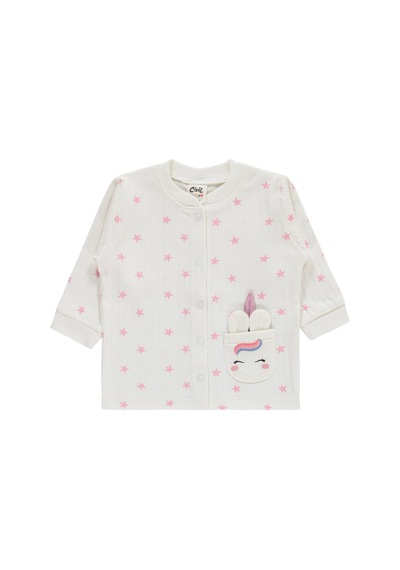 Civil Baby Çiçek Empirme 1-9 Ay Pijama Takımı - Ekru