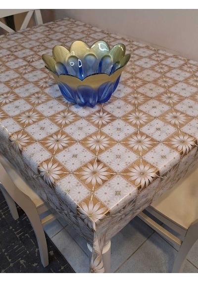 İthal Pvc Muşamba - Desenli Silinebilir Masa Örtüsü 11lace012 Kahverengi