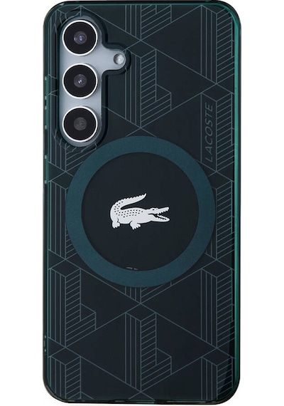 Galaxy S24 Uyumlu Kılıf Lacoste Lisanslı Magsafe Çift Katman Timsah Logolu Blend Monogram Koyu Yeşil