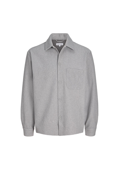 Jack & Jones Erkek Relaxed Fit Gömlek Yaka Overshirt - Regent - 12298613 Light Grey Melange