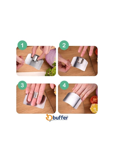 Buffer 2li Metal Parmak Koruyucu Hızlı Ve Güvenli Kesme Paslanmaz Çelik Koruyucu Aparat Çok Renkli