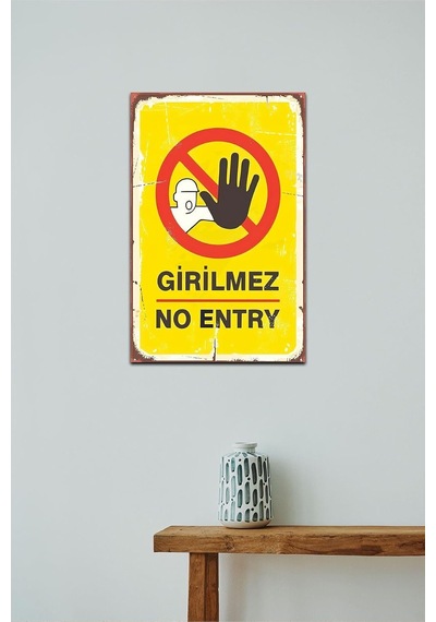 Girilmez No Entry Retro Vintage Ahşap Mdf Tablo