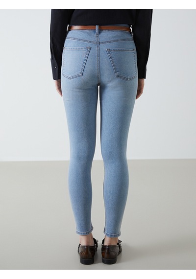 Lcw Jeans İndigo Beli Kemerli Jüpiter Süper Skinny Fit Jean Pantolon