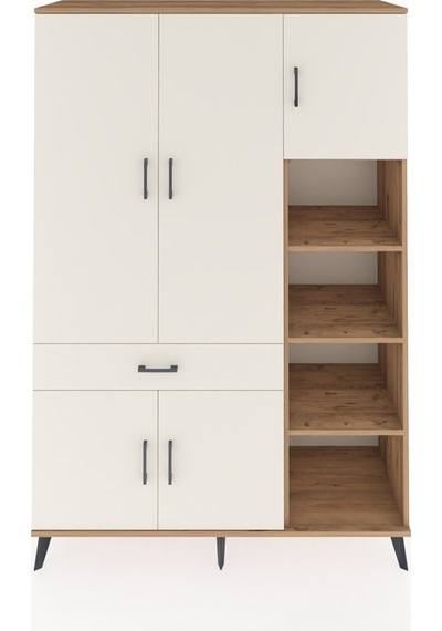 Hyperion Dolap 10 Raflı Tek Çekmeceli 5 Kapaklı 132x44x195 Çam-aytaşı/aytaşı Aytası/aytası