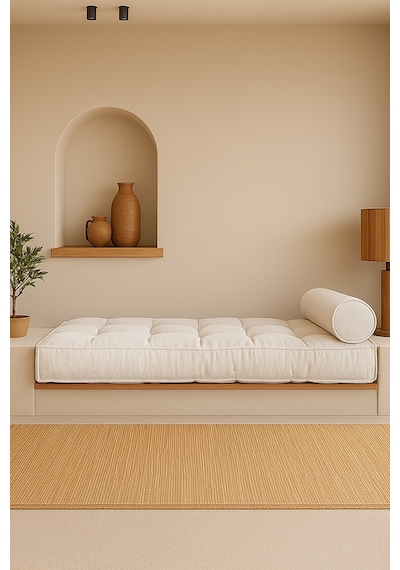 Sofa Buklet Kapitoneli Yer-sedir Minderi - Beyaz Beyaz