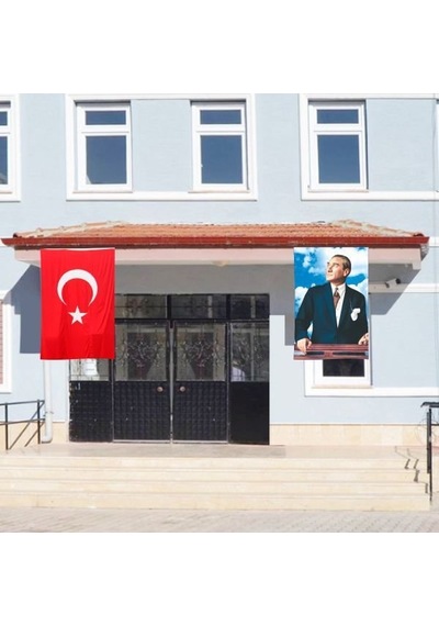 Atatürk Posteri ve Türk Bayrağı Raşel Kumaş 100x150 cm -2