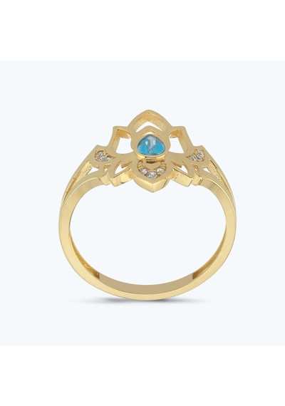 Altınbaş Mavi Taşlı Altın Lotus Çiçeği Yüzük Ayz00467-y-25842-m Çok Renkli