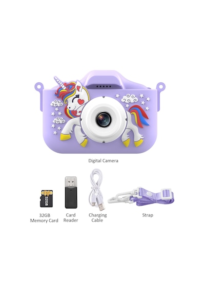 Hallow D12393PU 1080P 48 MP Unicorn Dijital Çocuk Kamerası