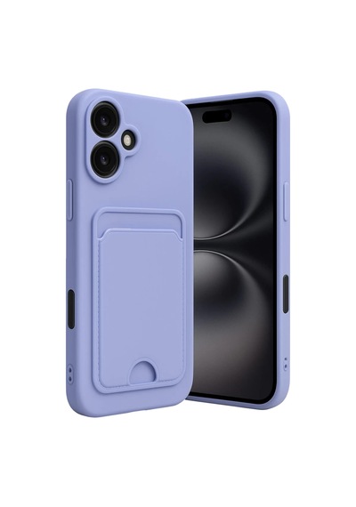Apple İphone 16 Uyumlu Kılıf Kelvin Kartvizitli Silikon - Lila