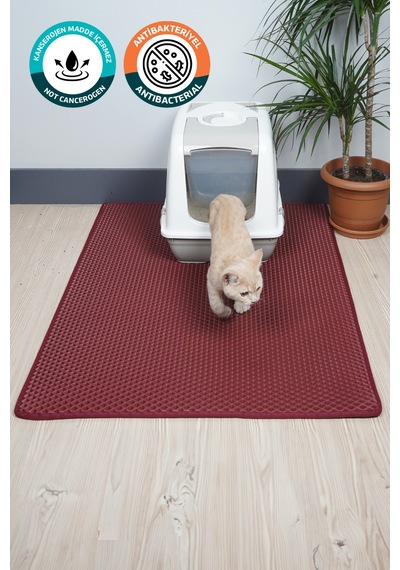 75x110 Cm Hücreli Kedi Kumu Paspası Kedi Matı Kedi Tuvalet Önü Paspası Bordo
