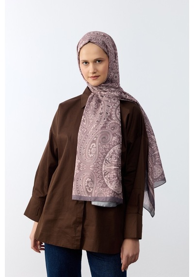 Mirsoy Scarf Mirayze Etnik Desen Şal Gül Kurusu