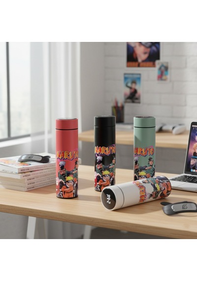 Anime Baskılı Dijital Göstergeli Termos 500 Ml Model 3 Sarı
