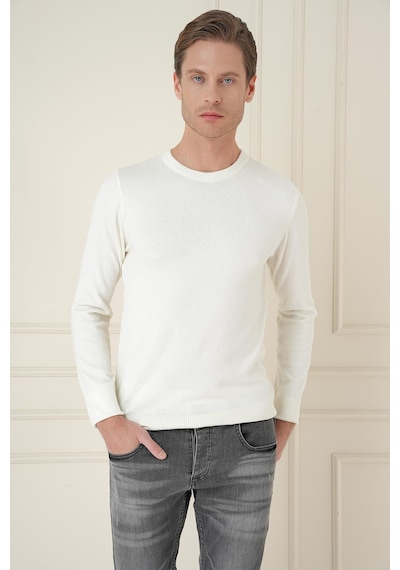 Efor Tr 875 Slim Fit Ekru Klasik Triko Ekru