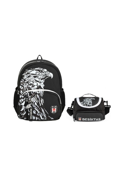 Beşiktaş Erkek Çocuk Kartal Baskılı Sırt Çantası Ve Beslenme Çantası Seti - 25390 Siyah