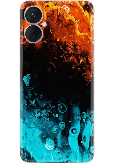 Tecno Spark 9T Kilif Silikon Desen Orange Blue Color 1665 566399801