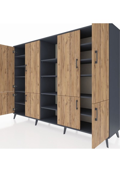 Hyperion Dolap 14 Raflı 8 Kapaklı 220x44x163 Antrasit-çam/antrasi Antrasit-çam/antrasit Hyperion Dolap 14 Raflı 8 Kapaklı 220x44x163 Antrasit-çam/antrasi Antrasit-çam/antrasit