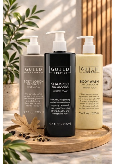 Guild + Pepper Warm Oak Serisi 3 Lü Bakım Seti Şampuan + Duş Jeli + Vücut Losyonu 285 Ml Tüm Saçlar
