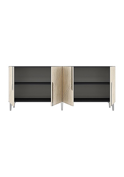 Ka1828ats Evva Konsol Ve Tv Sehpası Antrasit-traverten-sılver 180cm Antrasit - Traverten - Gümüş
