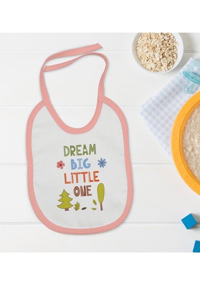Bk Kids Dream Big Little One Tasarımlı Pembe Bebek Mama Önlüğü Pembe
