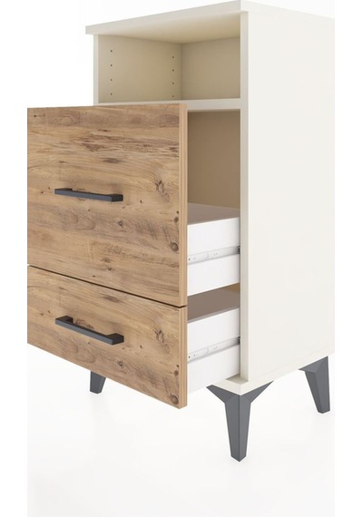 Arges Komodin Tek Raflı 2 Çekmeceli 44x30x80 Aytaşı-çam Aytası