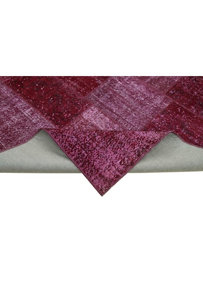 Bespoky Patchwork Kırmızı Geometrik Salon Halısı El Dokuma 31495