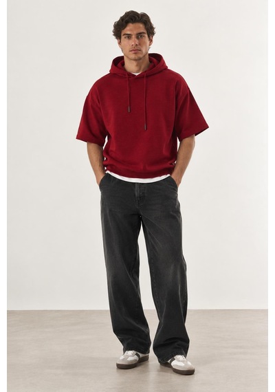 Alexandergardi Cropped Kapüşonlu Kısa Kollu Sweatshirt Bordo-bordo