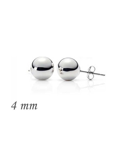 925 Ayar Gümüş Top Küpe - 4 Mm Çok Renkli
