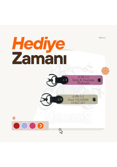 Biker Dostlarına Özel, İsim Plaka Ve B Rh - Kan Grubu, Hediyelik Deri X2 Anahtarlık, Pudra-sarı-gr