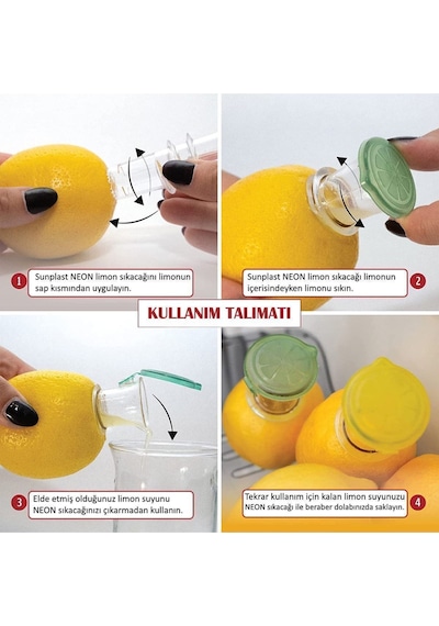 Smart Neon Pratik Limon Sıkacağı Mutfak Salata Için Limon Portakal Sıkma Aleti - 2 Adet Plastik Diğer