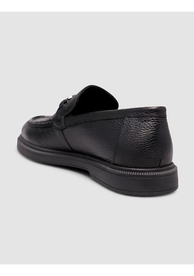 Korario Cabani Hakiki Deri Siyah Erkek Loafer Ayakkabı