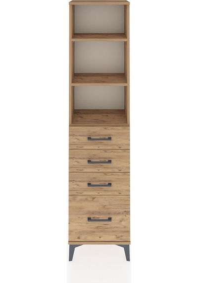 Arges Dolap 3 Raflı 4 Çekmeceli 44x30x182 Çam-çam Çam