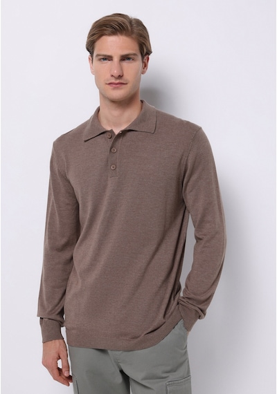 Colin's Colins Regular Fit Polo Yaka Jakarlı Erkek Gri Kazak Cl1076070 Q1.v2 Bme Bej